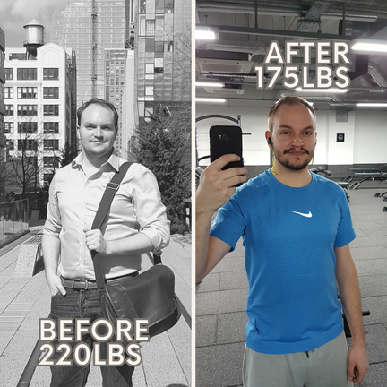 Photos of Coach Chris before and after their significant weight loss.